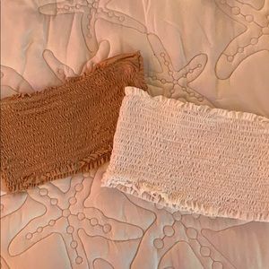 WHITE & TAN CROP TOPS